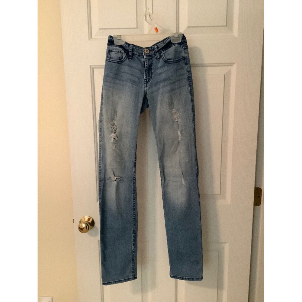 Hollister medium light wash skinny jeans distressed size 1R, W25, L32